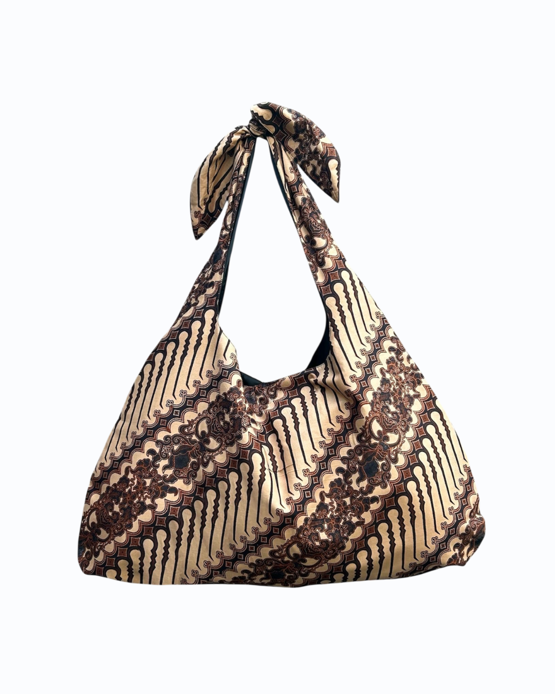 Big Brown Batik Cotton Bag with Small Pouch